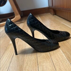 Chanel Black Leather Women's Shoes